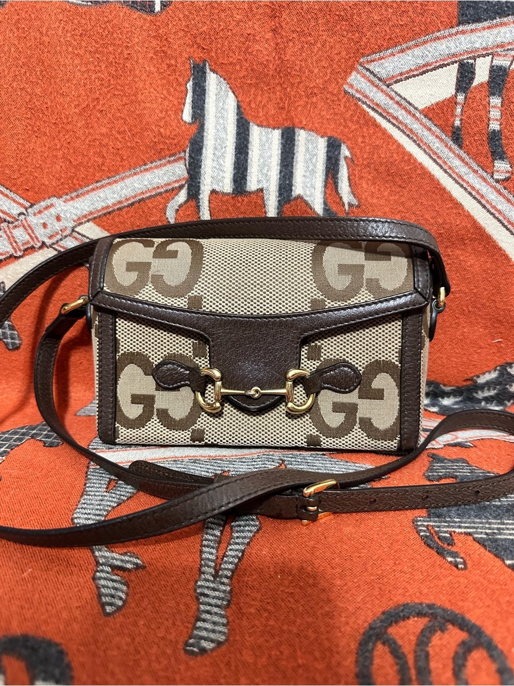 GUCCI❤️🌟HORSEBIT JUMBO GG MINI CROSSBODY BAG ⭐️
